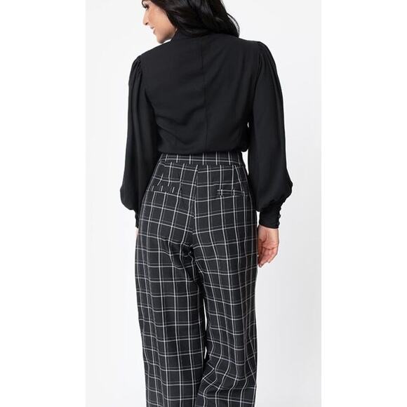 Unique Vintage Ginger Window Pane Plaid High Waist Sailor Pants 1940s Sz M #41 - Picture 2 of 7